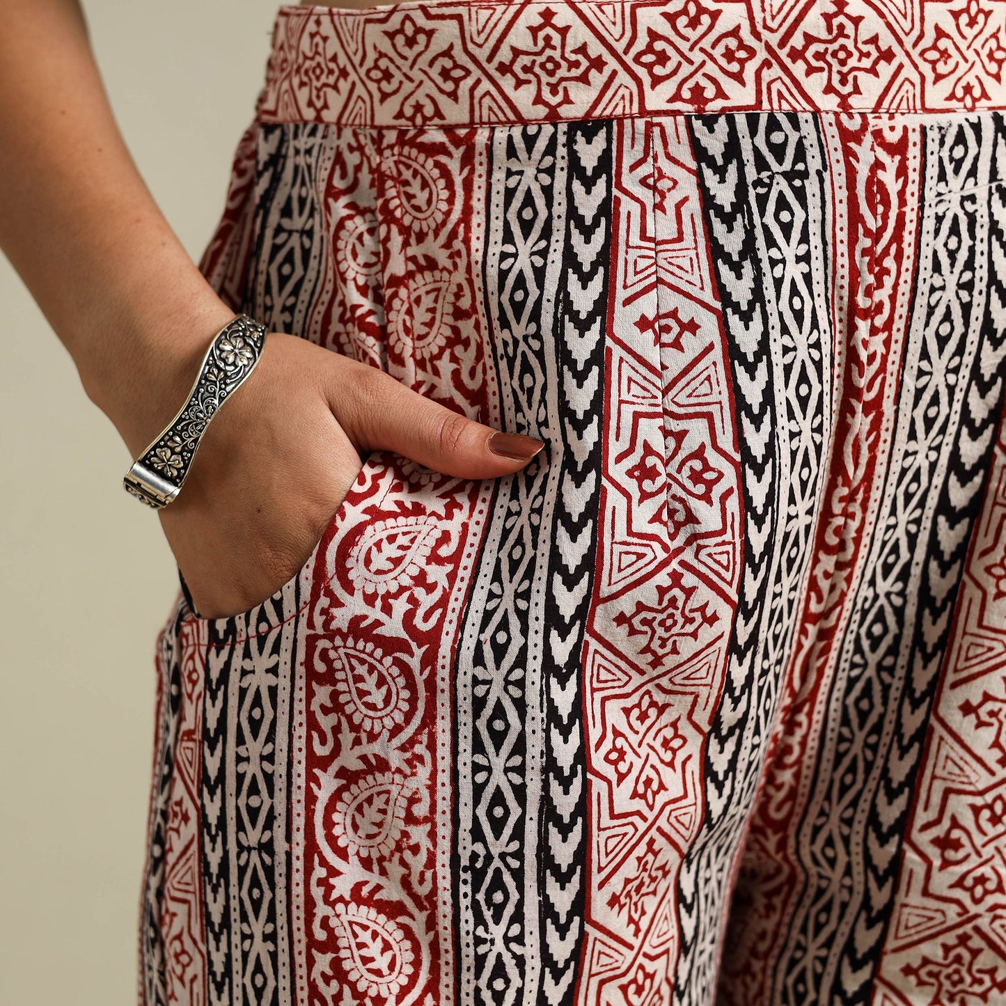 Maroon Bagh Block Print Natural Dyed Cotton Palazzo