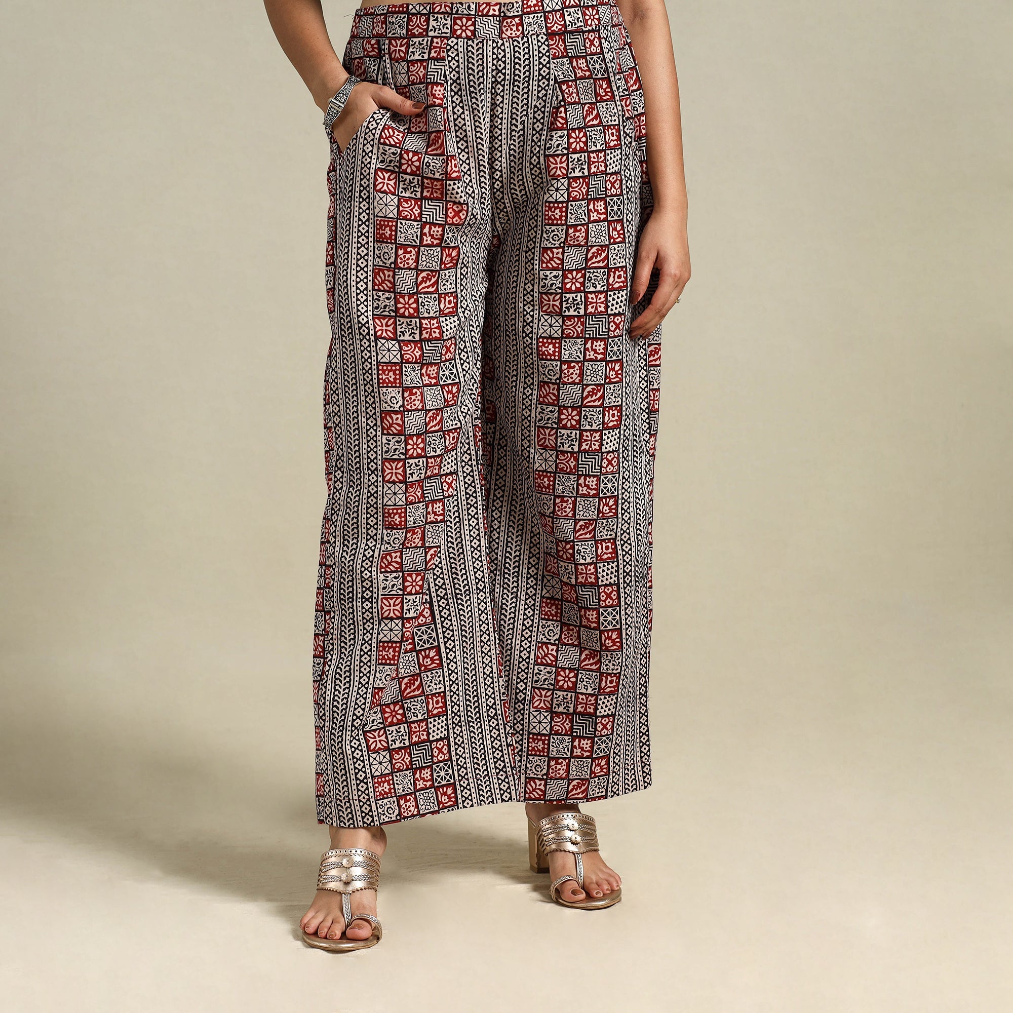 Multicolour Bagh Block Print Natural Dyed Cotton Palazzo