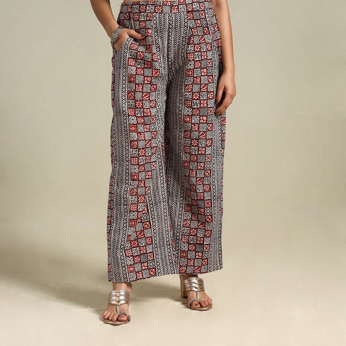 Multicolour Bagh Block Print Natural Dyed Cotton Palazzo