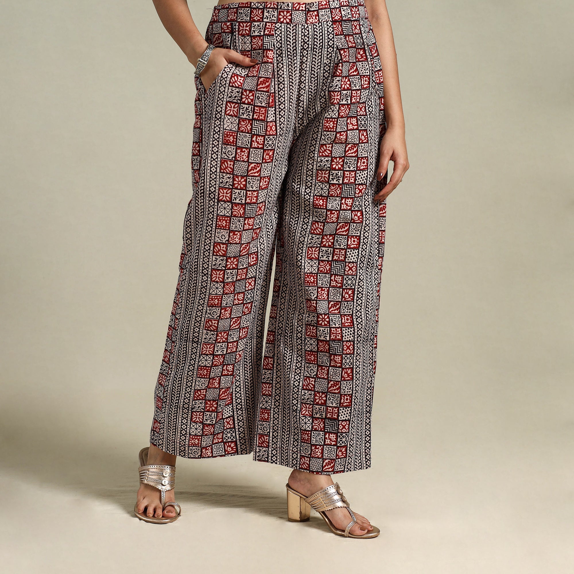 Multicolour Bagh Block Print Natural Dyed Cotton Palazzo