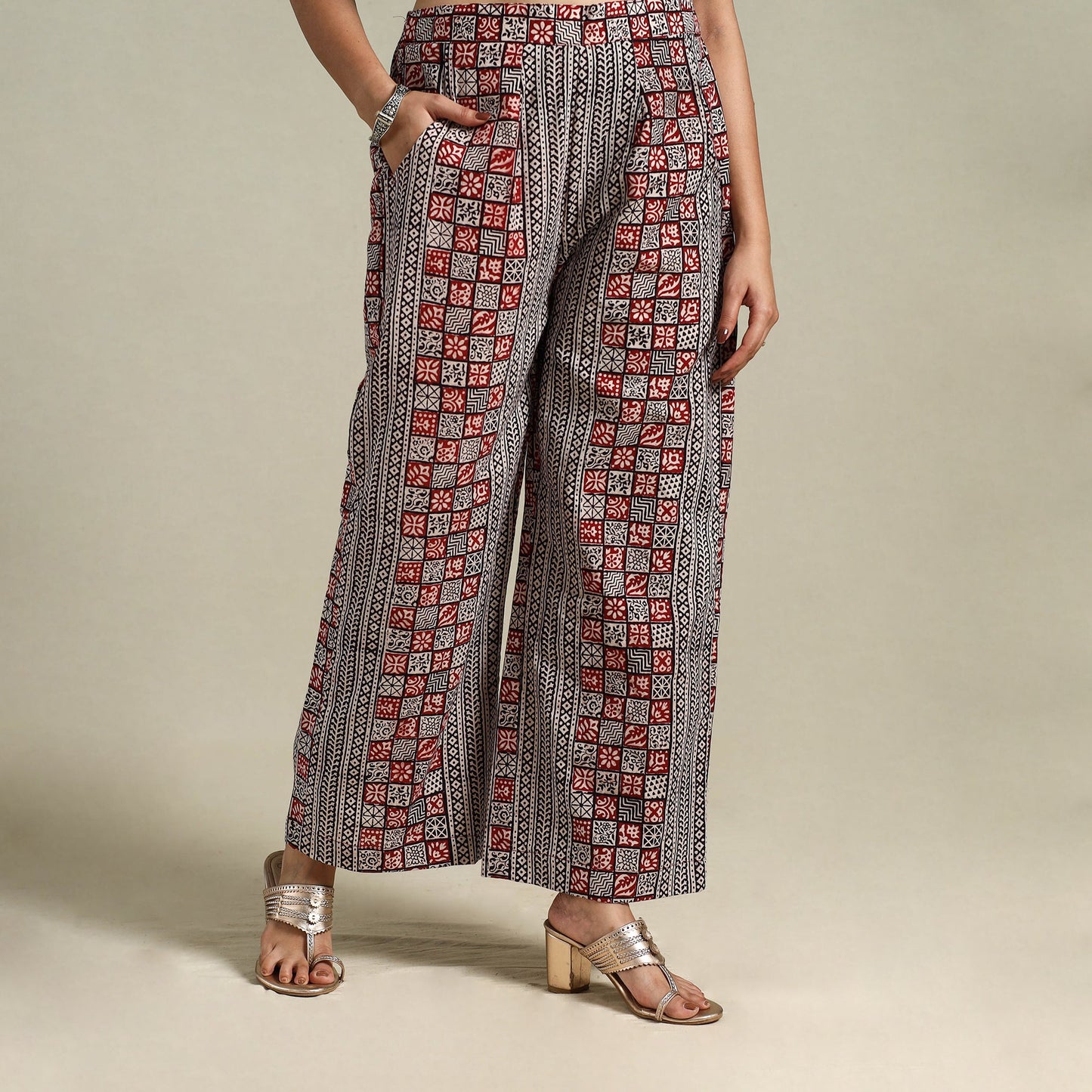 Multicolour Bagh Block Print Natural Dyed Cotton Palazzo