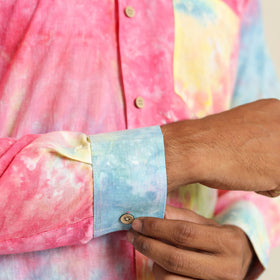 Multicolour Full Sleeve Tie & Dye Cotton Men Shibori Shirt