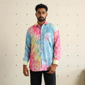 Multicolour Full Sleeve Tie & Dye Cotton Men Shibori Shirt