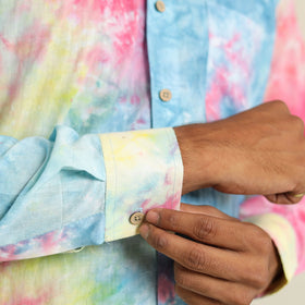 Multicolour Full Sleeve Tie & Dye Cotton Men Shibori Shirt