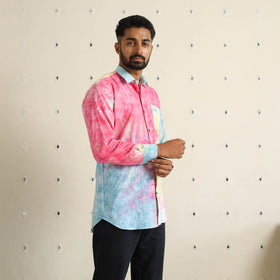 Multicolour Full Sleeve Tie & Dye Cotton Men Shibori Shirt
