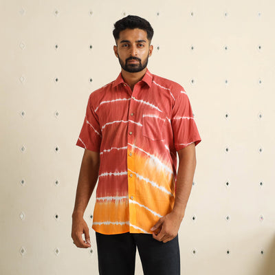 Buy Half Sleeve Tie & Dye Cotton Men Shibori Shirt
