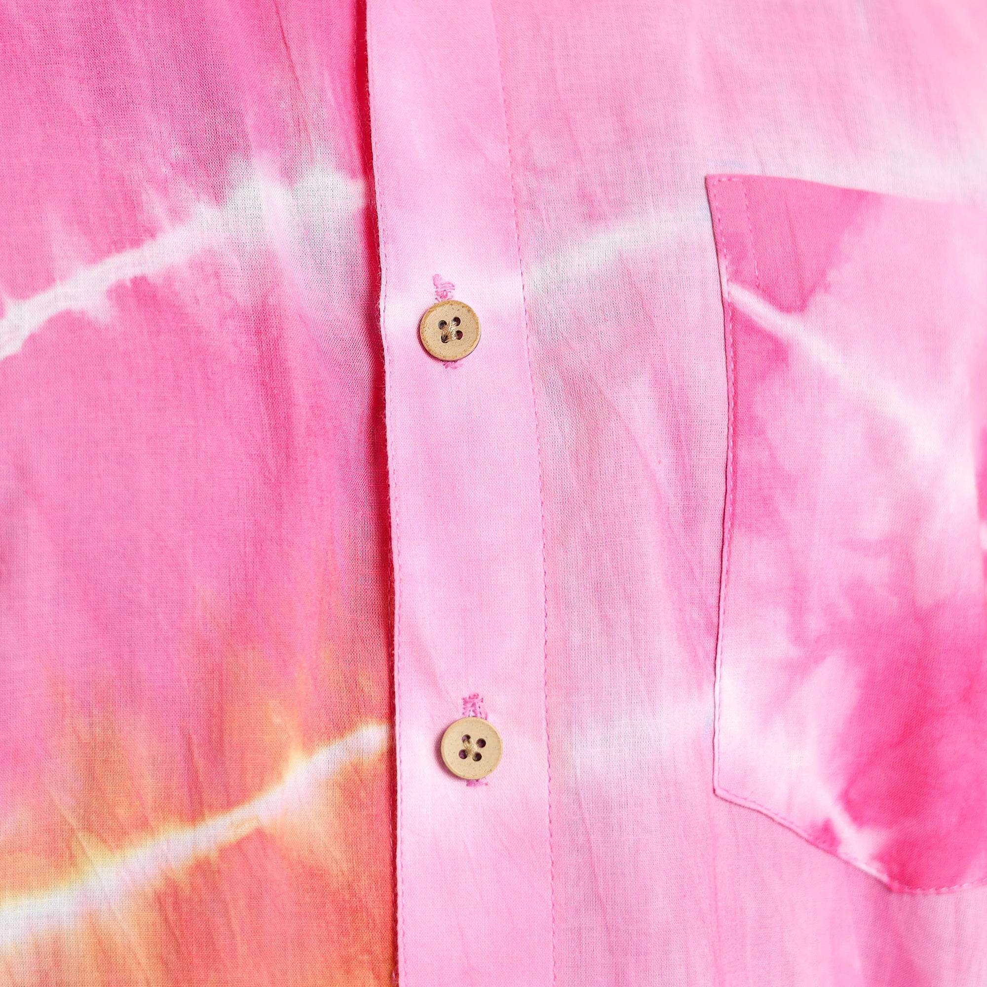 Multicolour Half Sleeve Tie & Dye Cotton Men Shibori Shirt