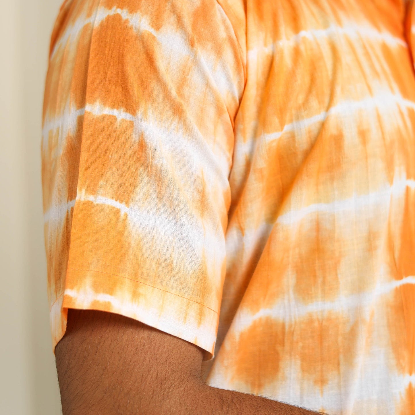 Multicolour Half Sleeve Tie & Dye Cotton Men Shibori Shirt