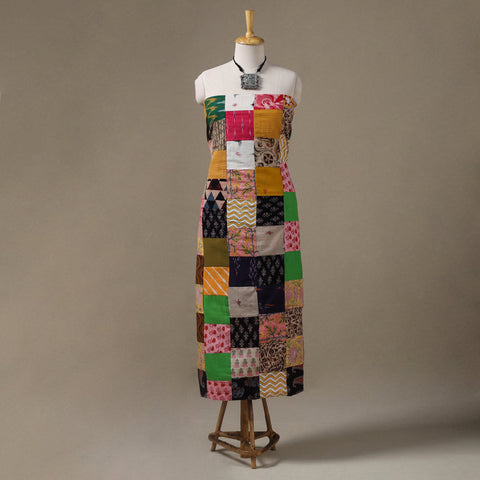 Multicolour Hand-Stitched Mosaic Cotton Kurta Material