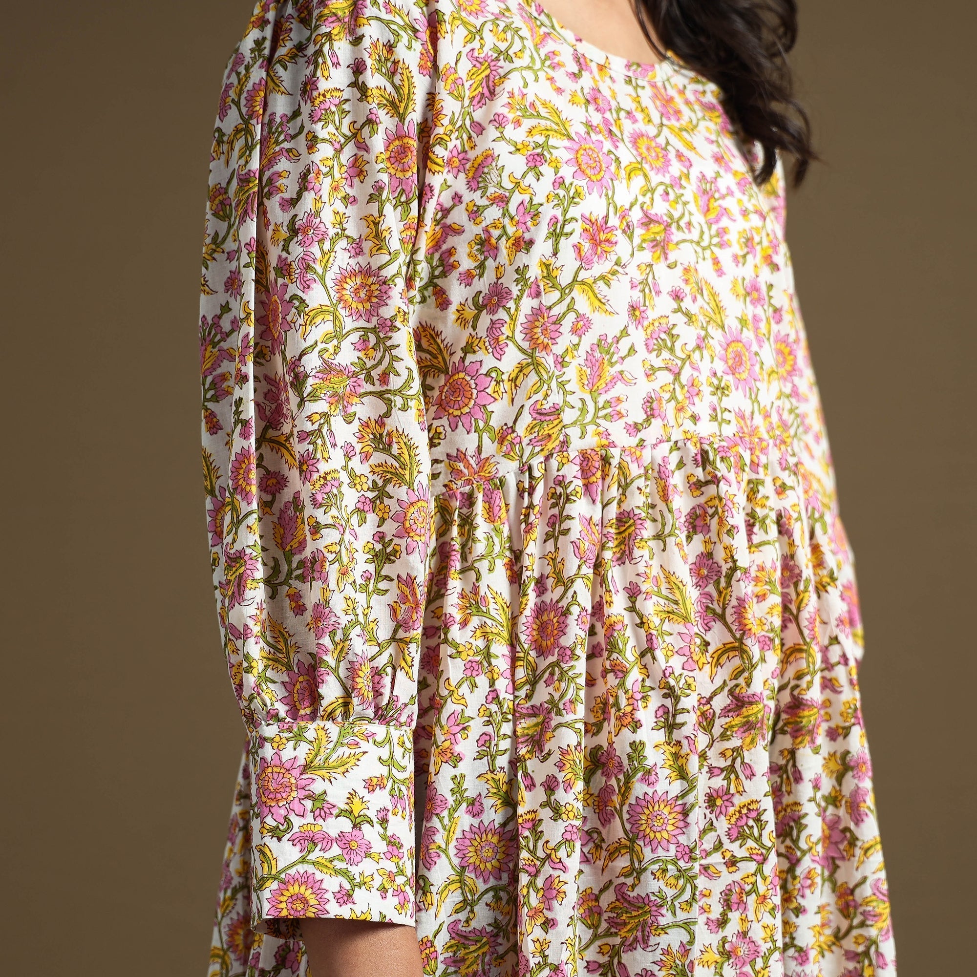 Buy Sanganeri Block Printed Cotton Flared Dress Online at iTokri.com