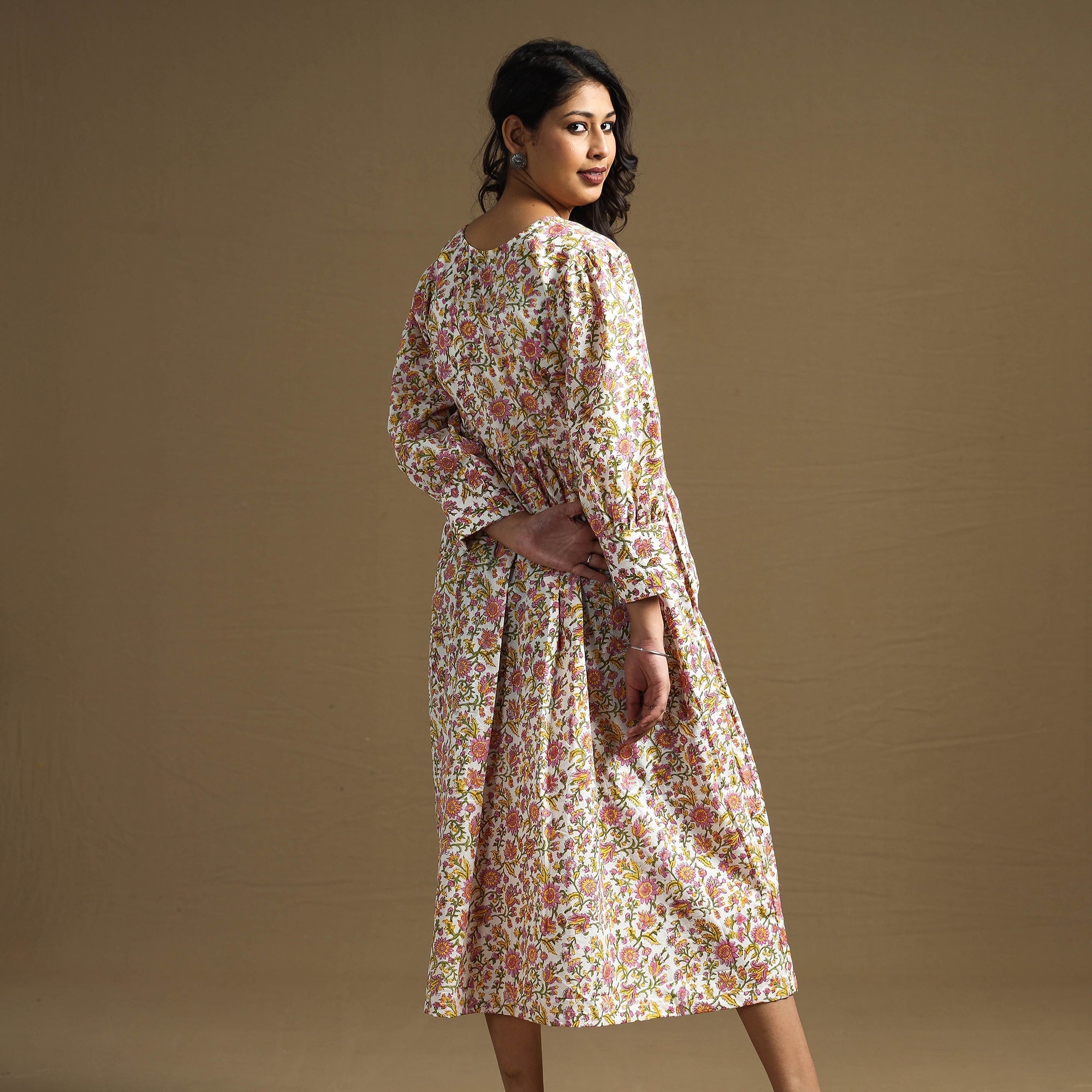 Buy Sanganeri Block Printed Cotton Flared Dress Online at iTokri.com