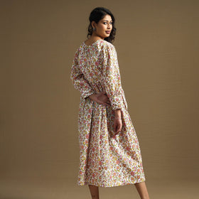 Buy Sanganeri Block Printed Cotton Flared Dress Online at iTokri.com