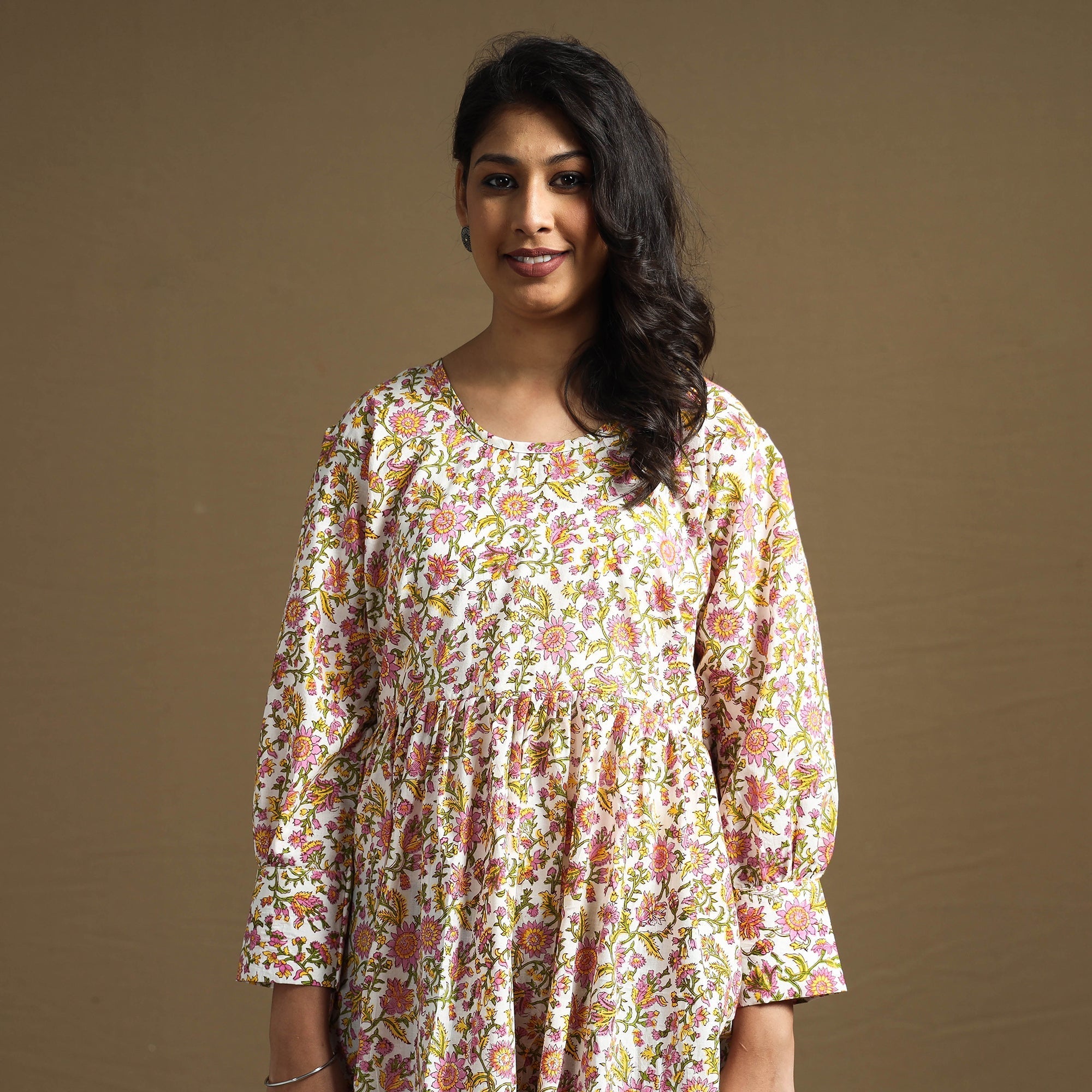 Buy Sanganeri Block Printed Cotton Flared Dress Online at iTokri.com