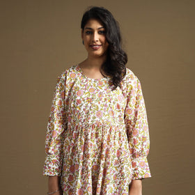 Buy Sanganeri Block Printed Cotton Flared Dress Online at iTokri.com