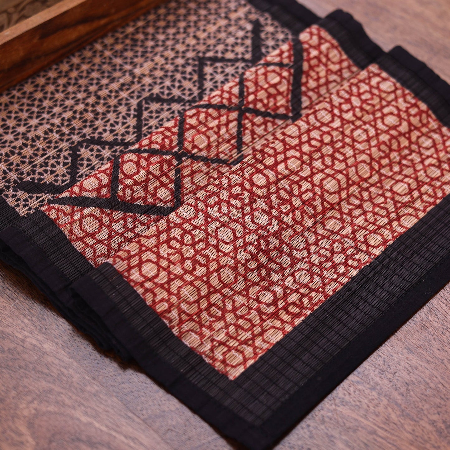 Multicolor Natural Bamboo Bagh Block Printed Dining Table Runner