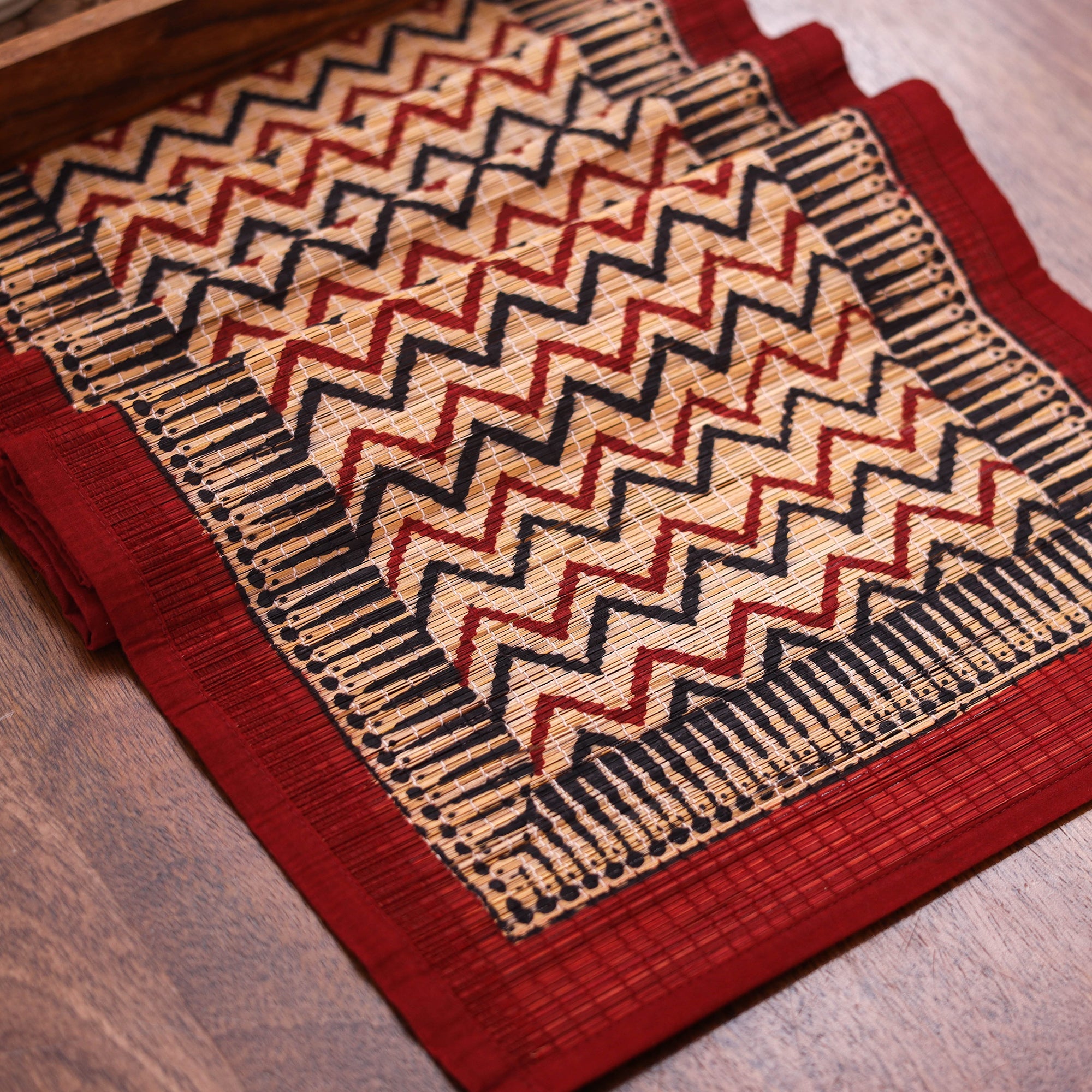 Multicolor Natural Bamboo Bagh Block Printed Dining Table Runner