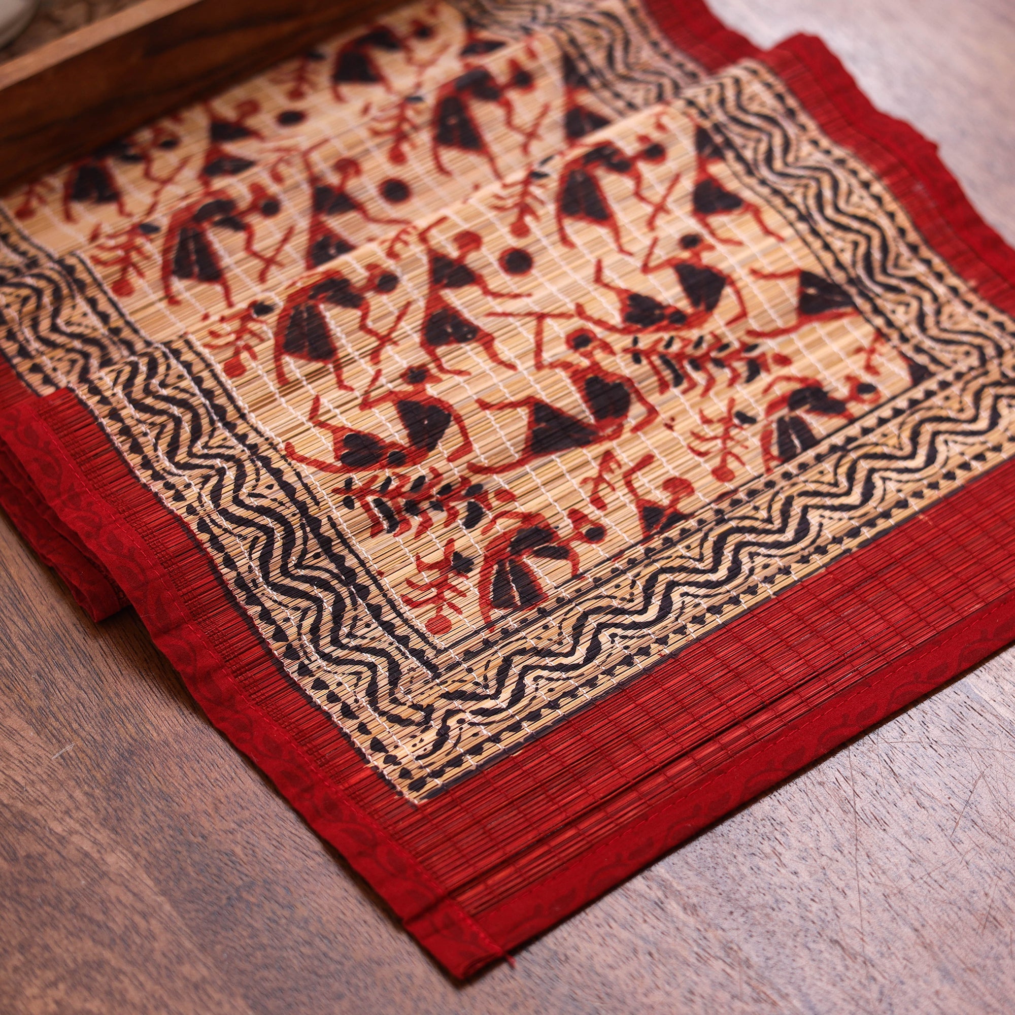 Multicolor Natural Bamboo Bagh Block Printed Dining Table Runner