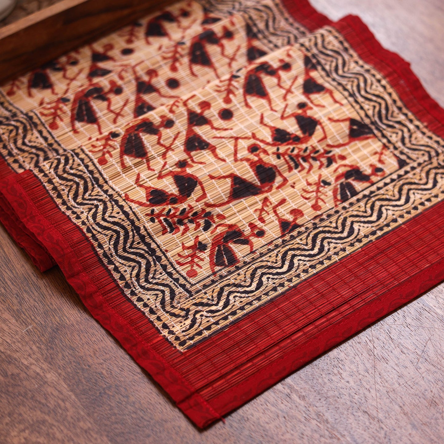 Multicolor Natural Bamboo Bagh Block Printed Dining Table Runner