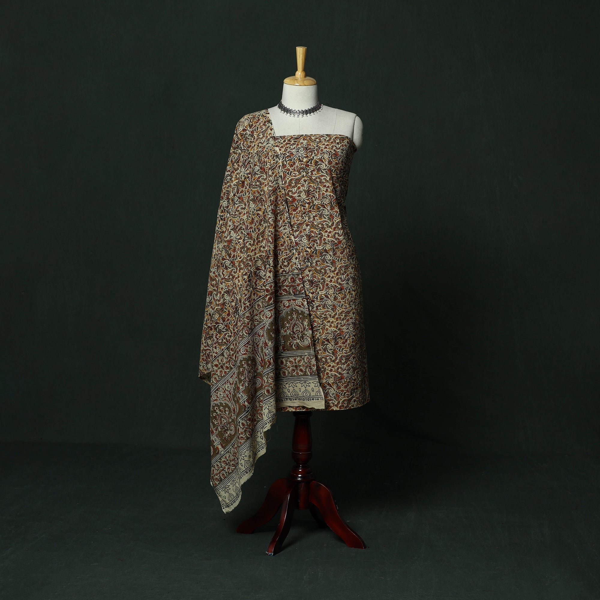 Natural dyed block print cotton pedana kalamkari 2pc