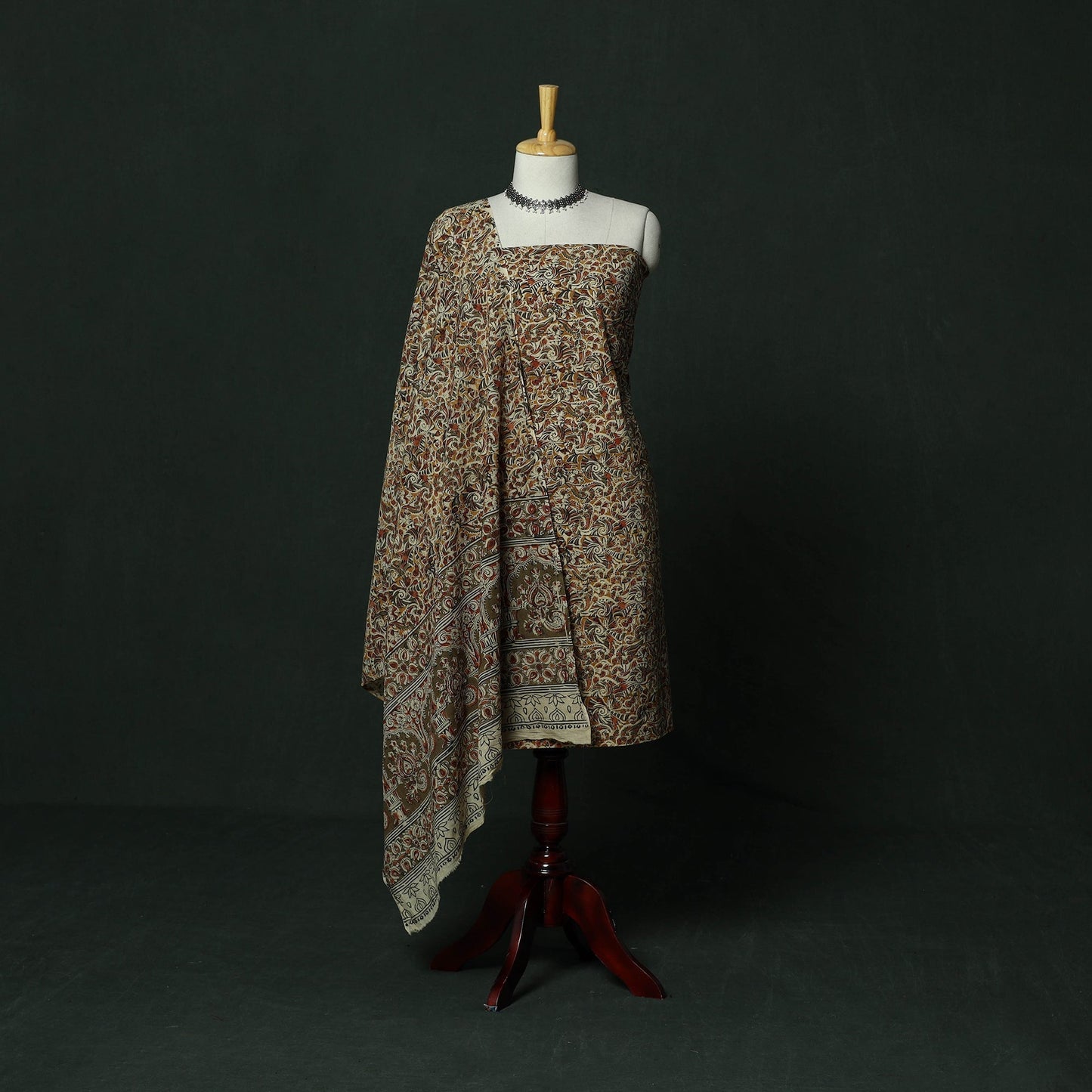 Natural dyed block print cotton pedana kalamkari 2pc