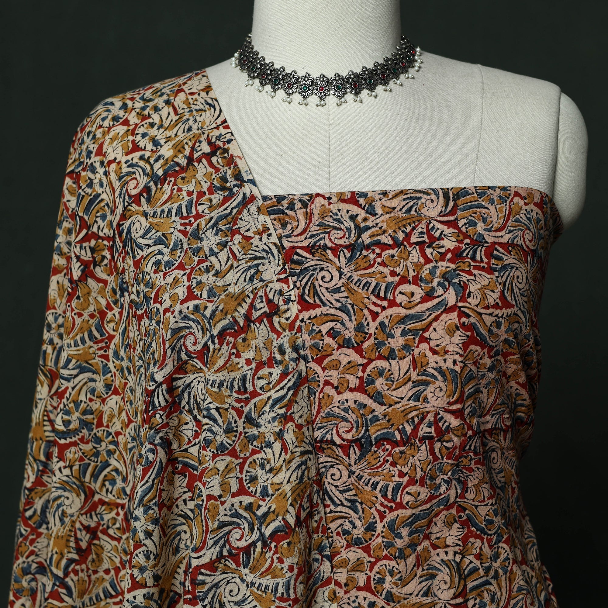 Natural dyed block print cotton pedana kalamkari 2pc