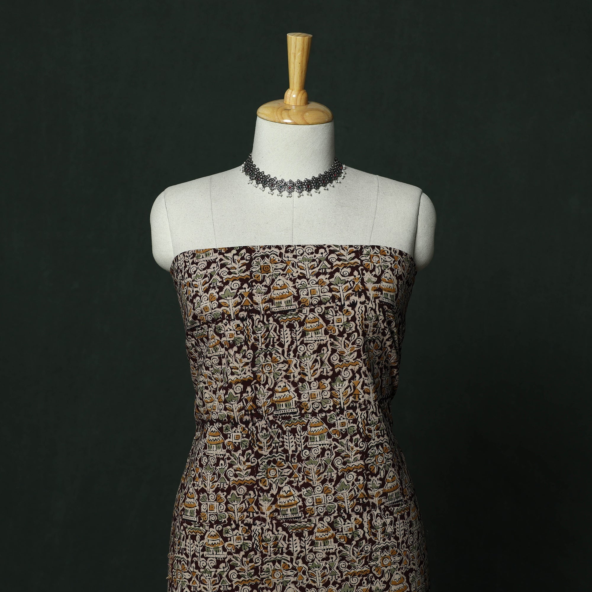 Natural dyed block print cotton pedana kalamkari 2pc