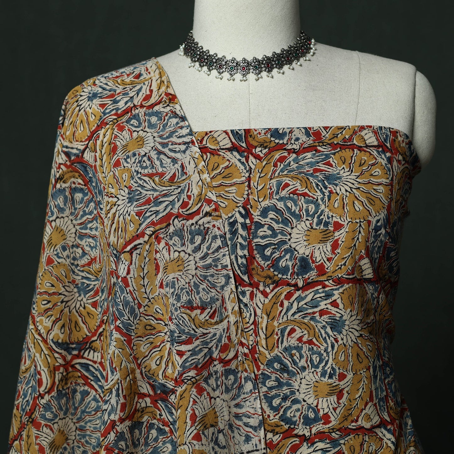 Natural dyed block print cotton pedana kalamkari 2pc