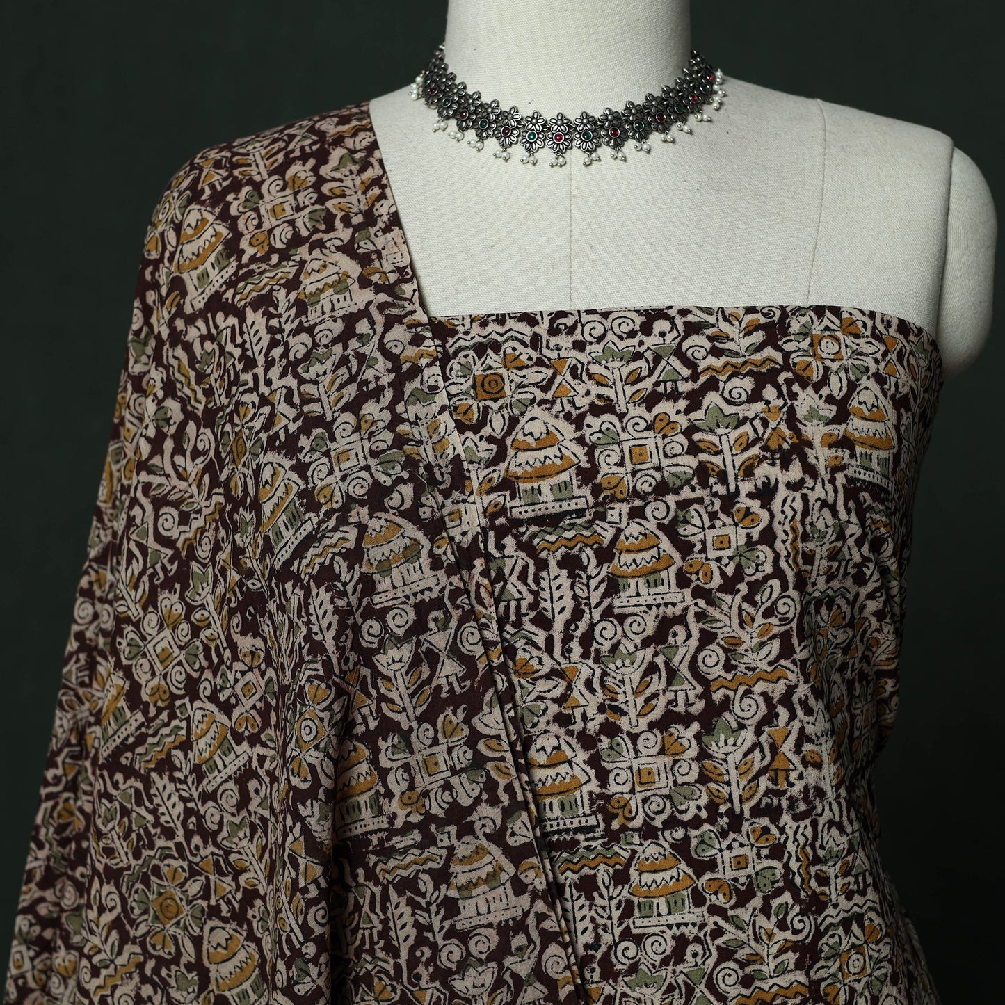 Natural dyed block print cotton pedana kalamkari 2pc