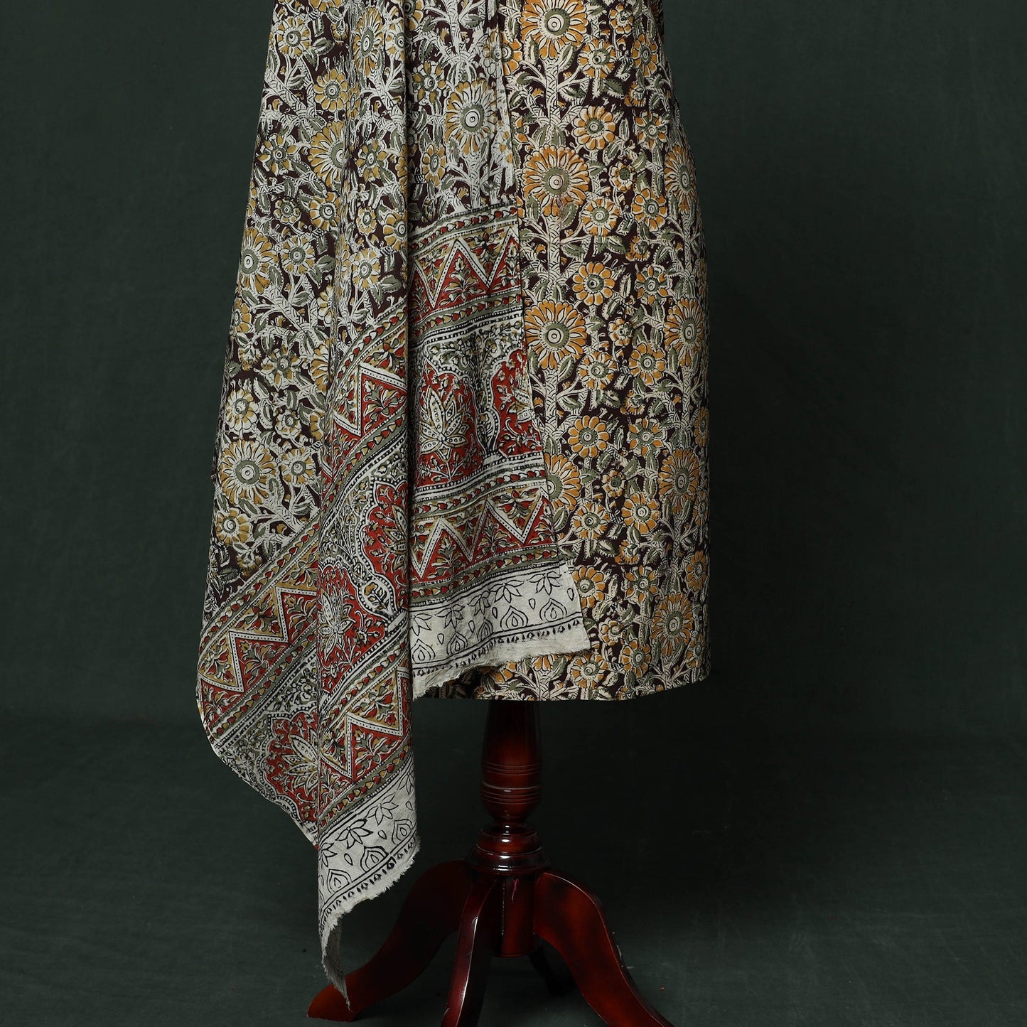 Natural dyed block print cotton pedana kalamkari 2pc