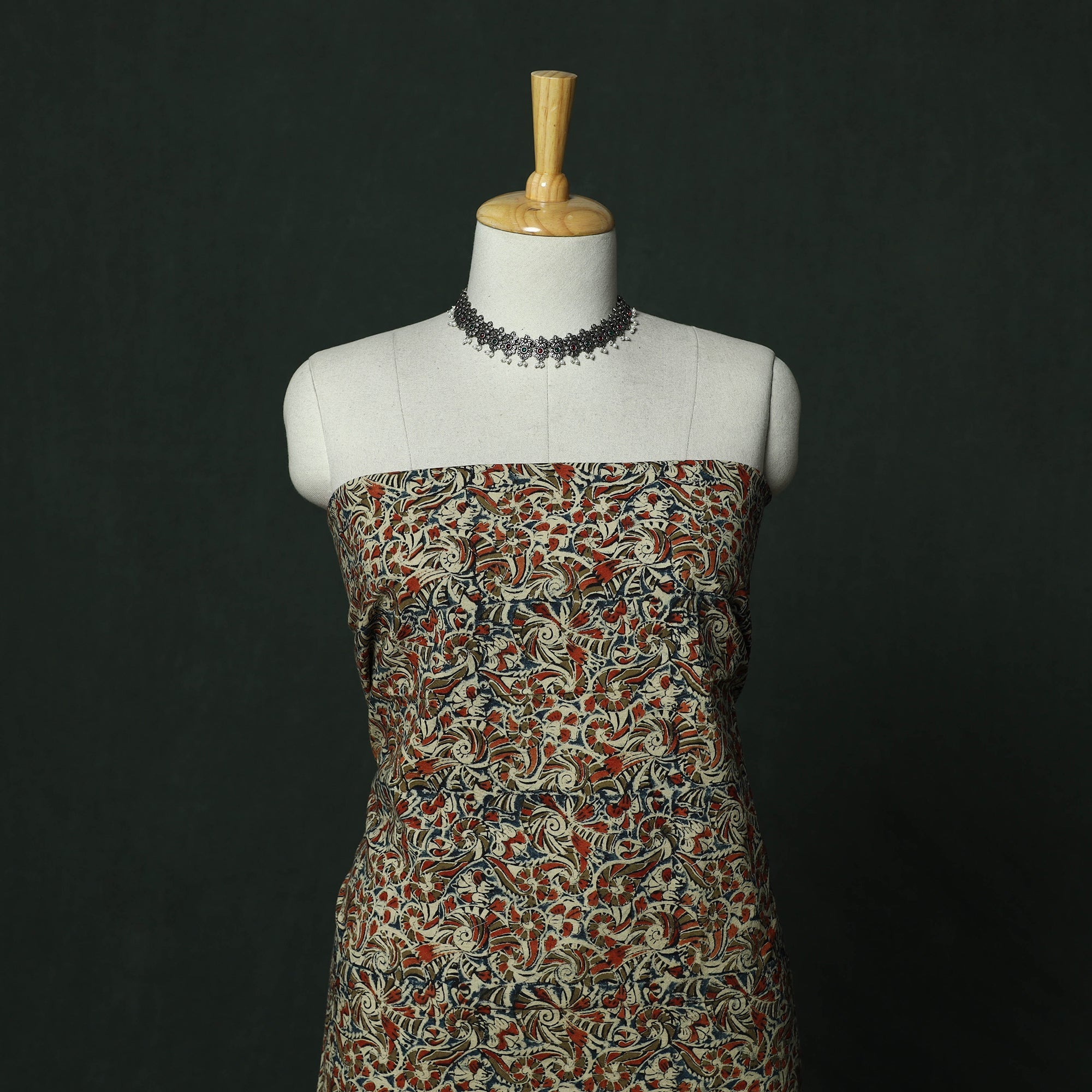 Natural dyed block print cotton pedana kalamkari 2pc