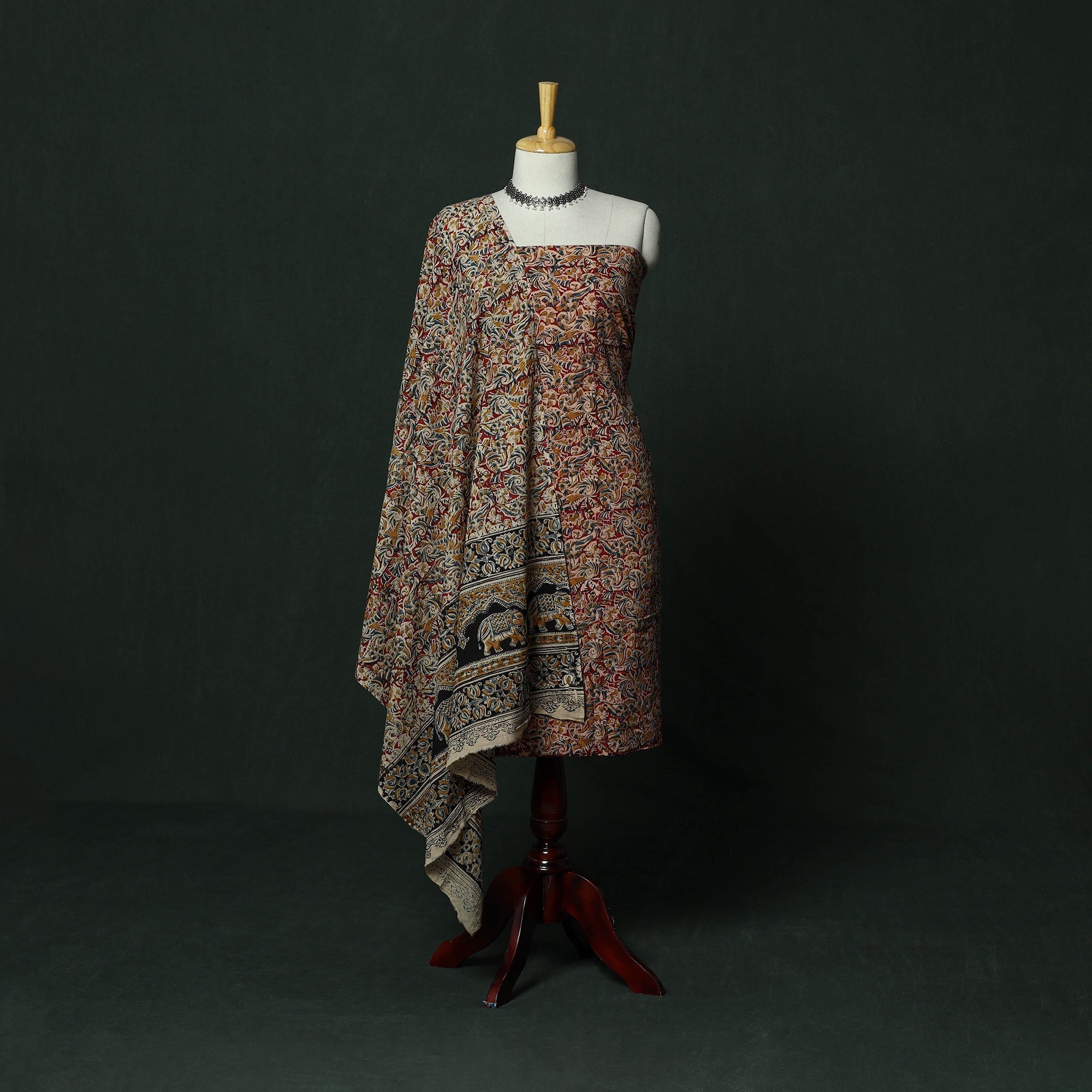 Natural dyed block print cotton pedana kalamkari 2pc