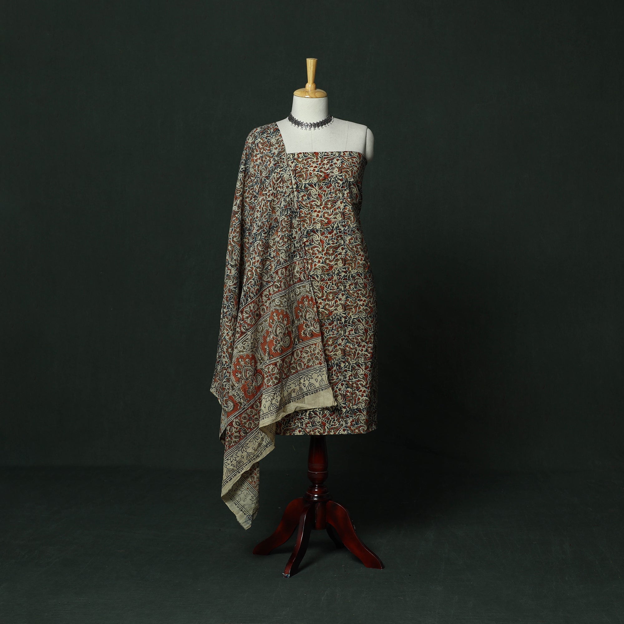 Natural dyed block print cotton pedana kalamkari 2pc