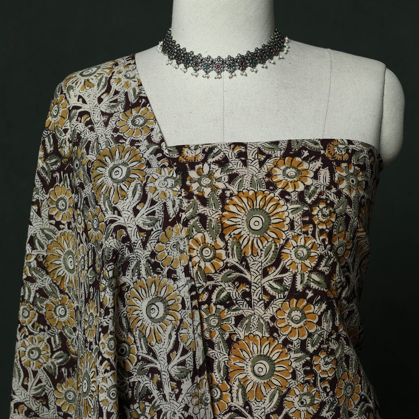 Natural dyed block print cotton pedana kalamkari 2pc