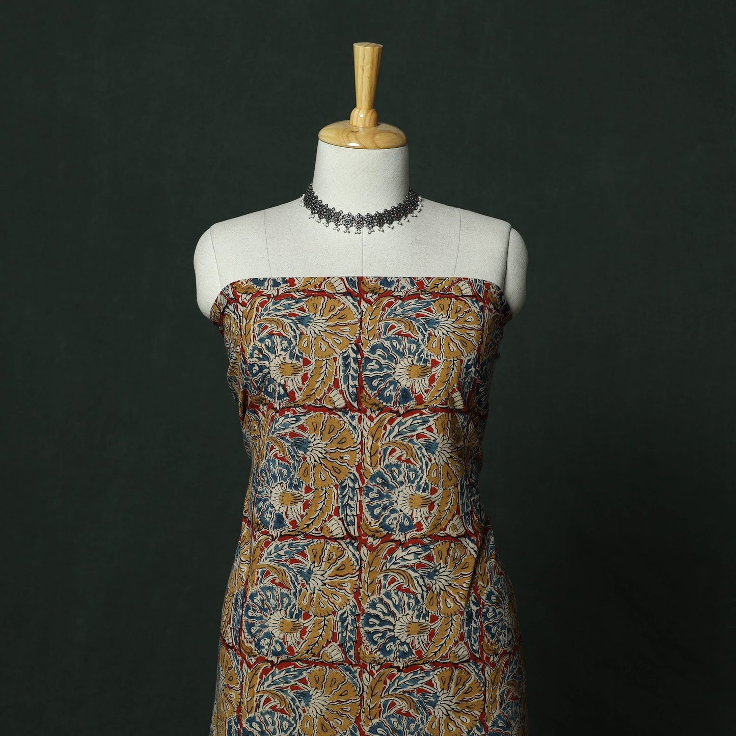 Natural dyed block print cotton pedana kalamkari 2pc