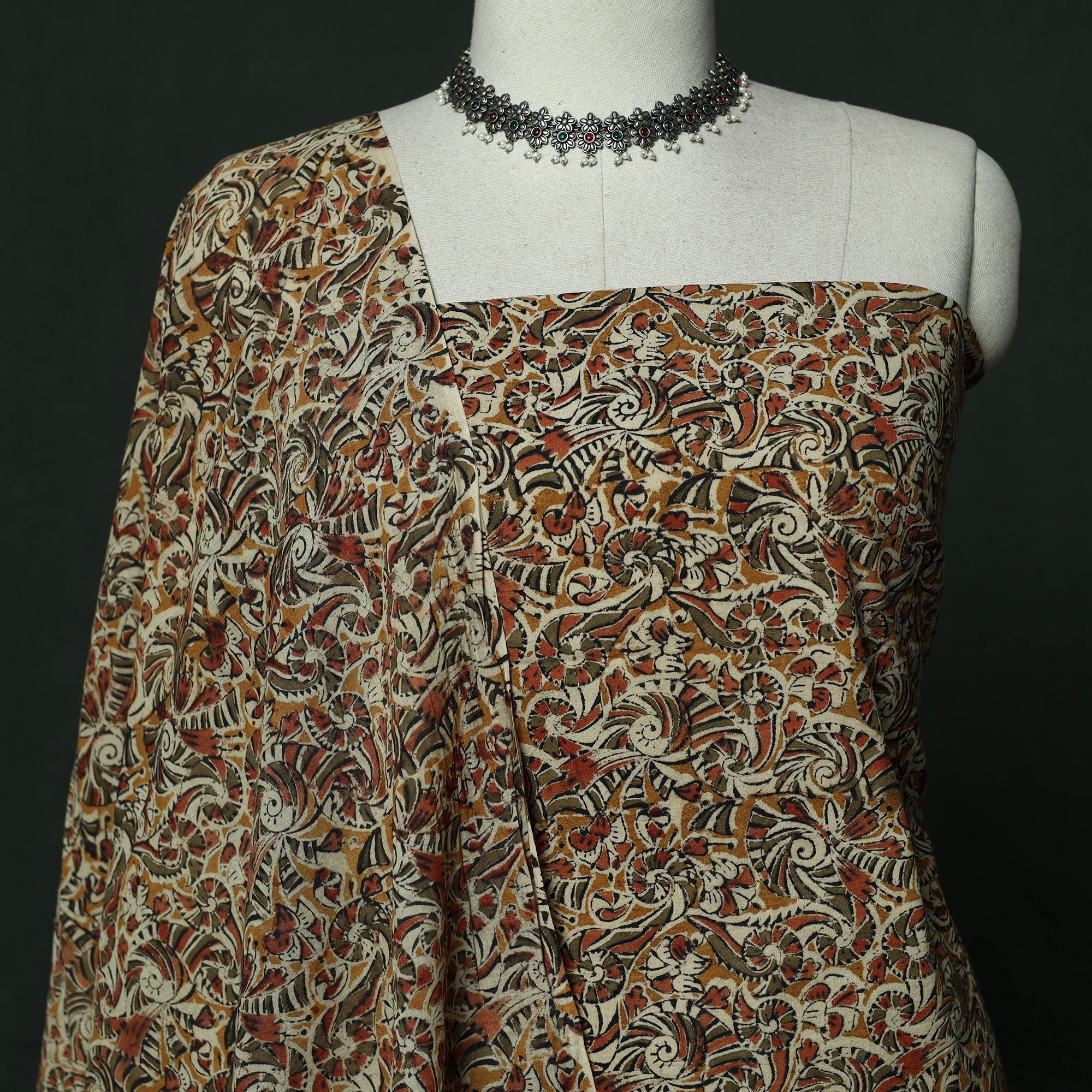 Natural dyed block print cotton pedana kalamkari 2pc