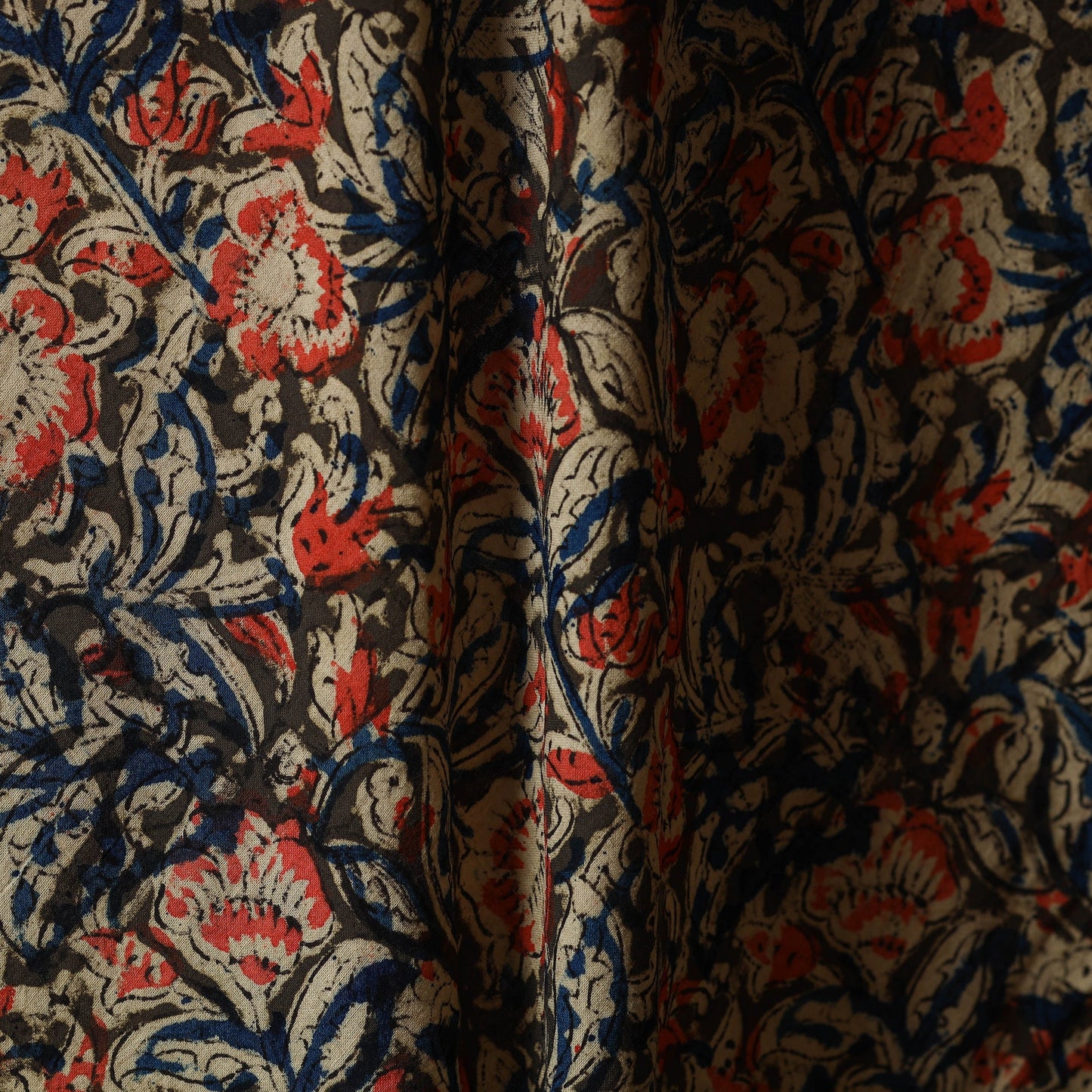 Multicolor - natural dyed cotton pedana kalamkari fabric 02