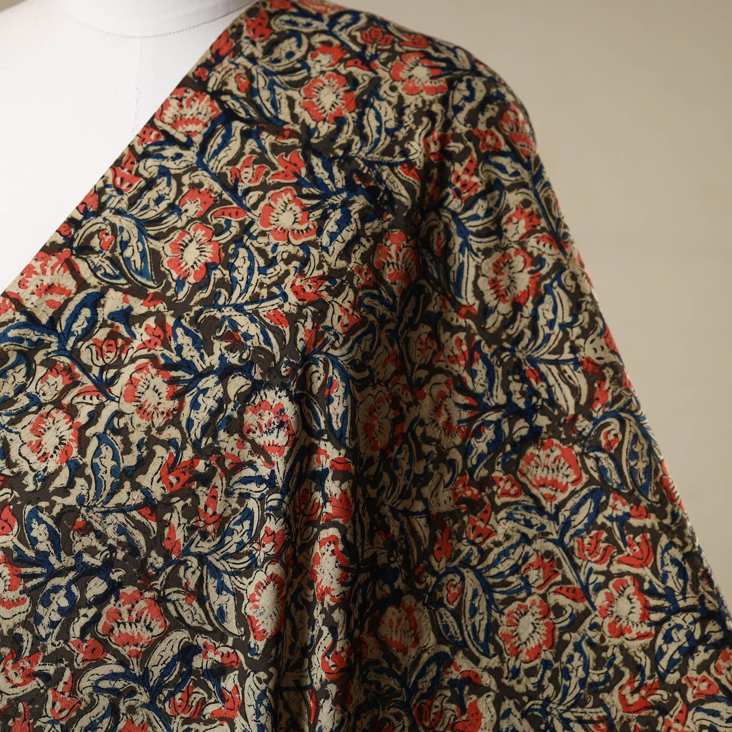 Multicolor - natural dyed cotton pedana kalamkari fabric 02