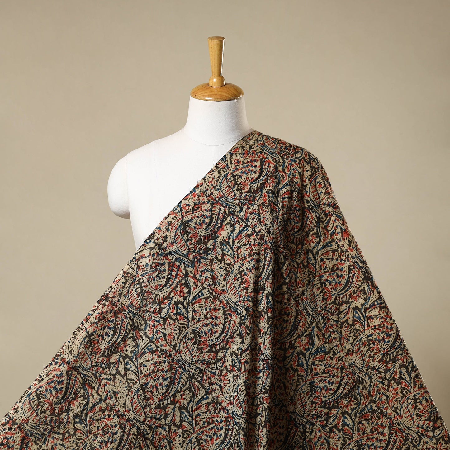 Multicolor - natural dyed cotton pedana kalamkari fabric 17