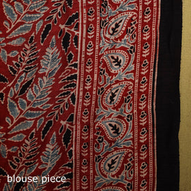 Red - natural dyed silk saree 04 - handcrafted