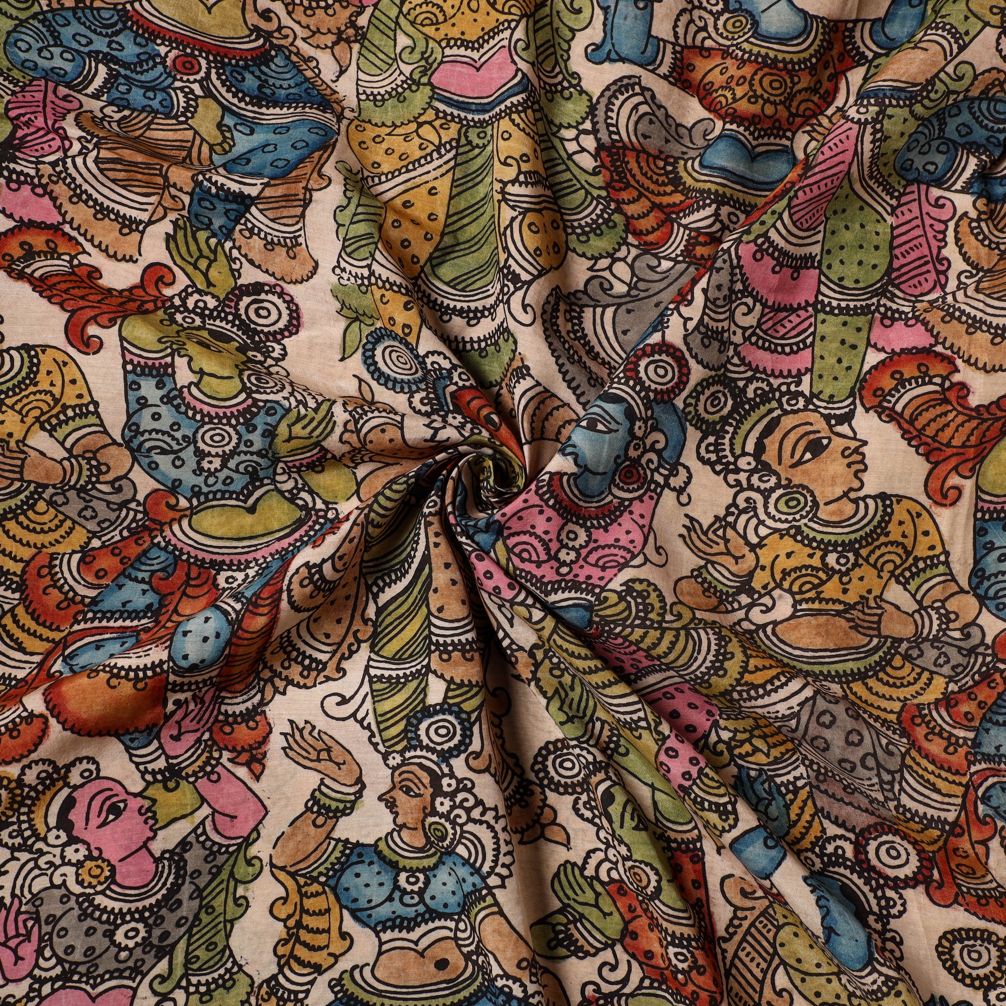 Multicolor - natural dyed chanderi silk handpainted