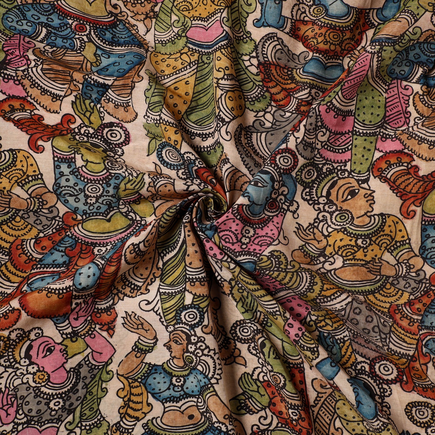 Multicolor - natural dyed chanderi silk handpainted