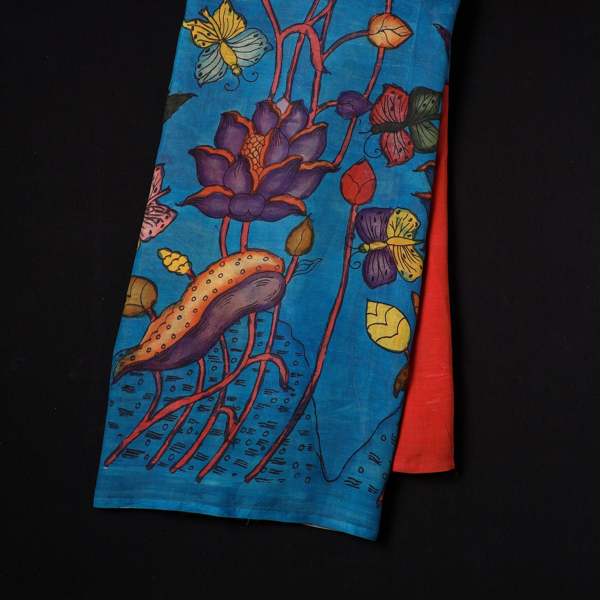 Multicolor - natural dyed chanderi silk handpainted