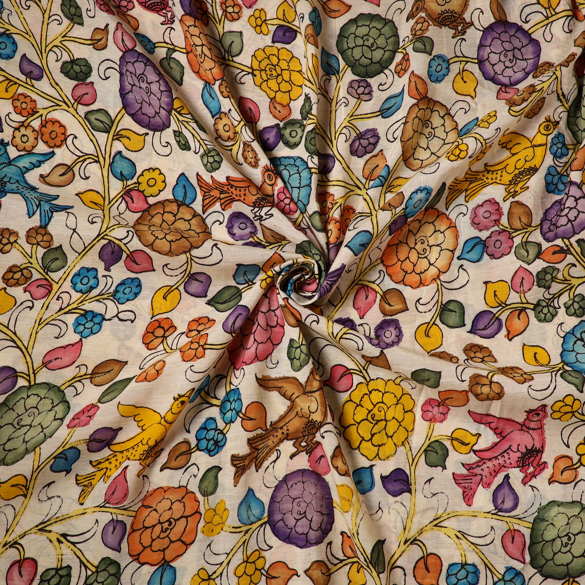 Multicolor - natural dyed chanderi silk handpainted