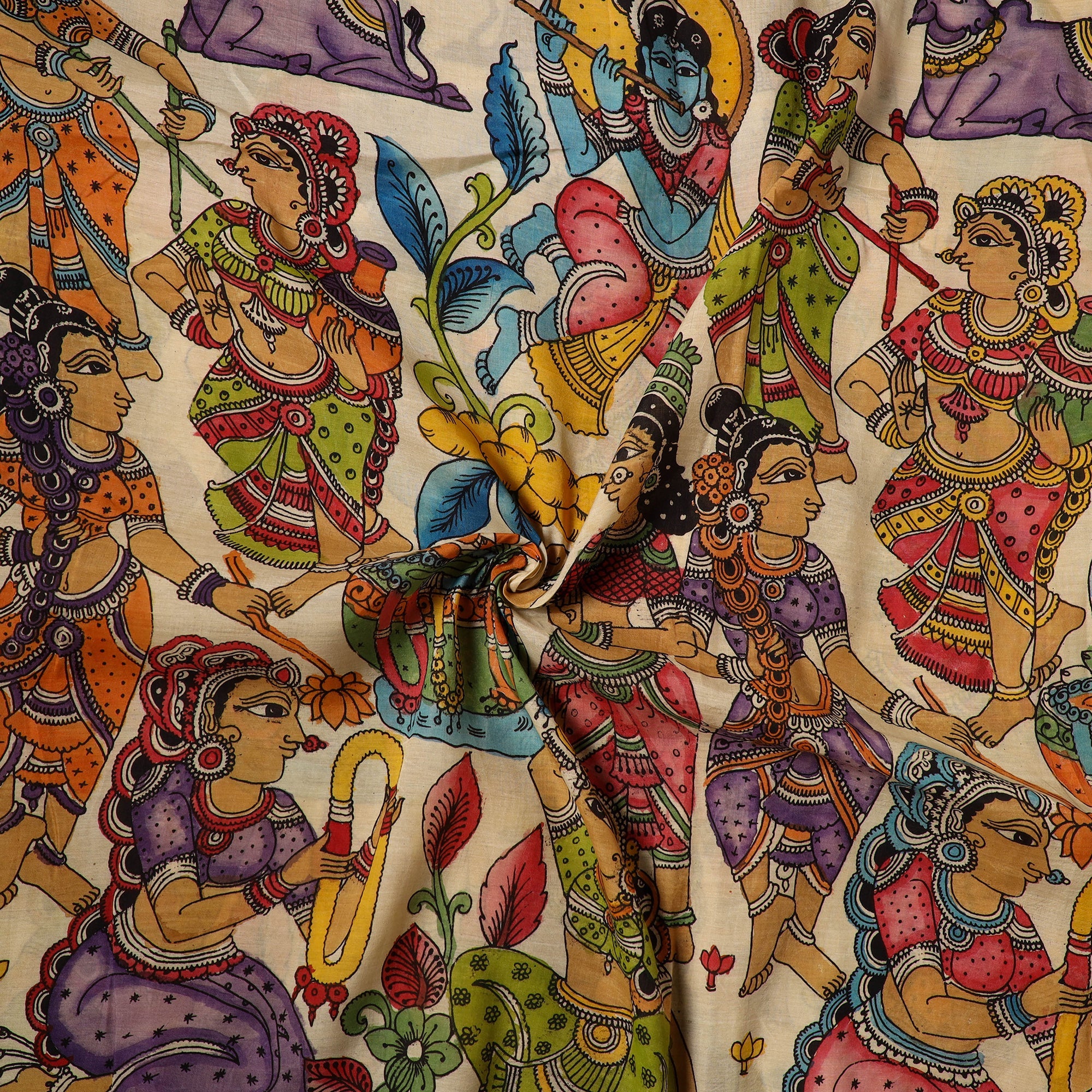 Multicolor - natural dyed chanderi silk handpainted