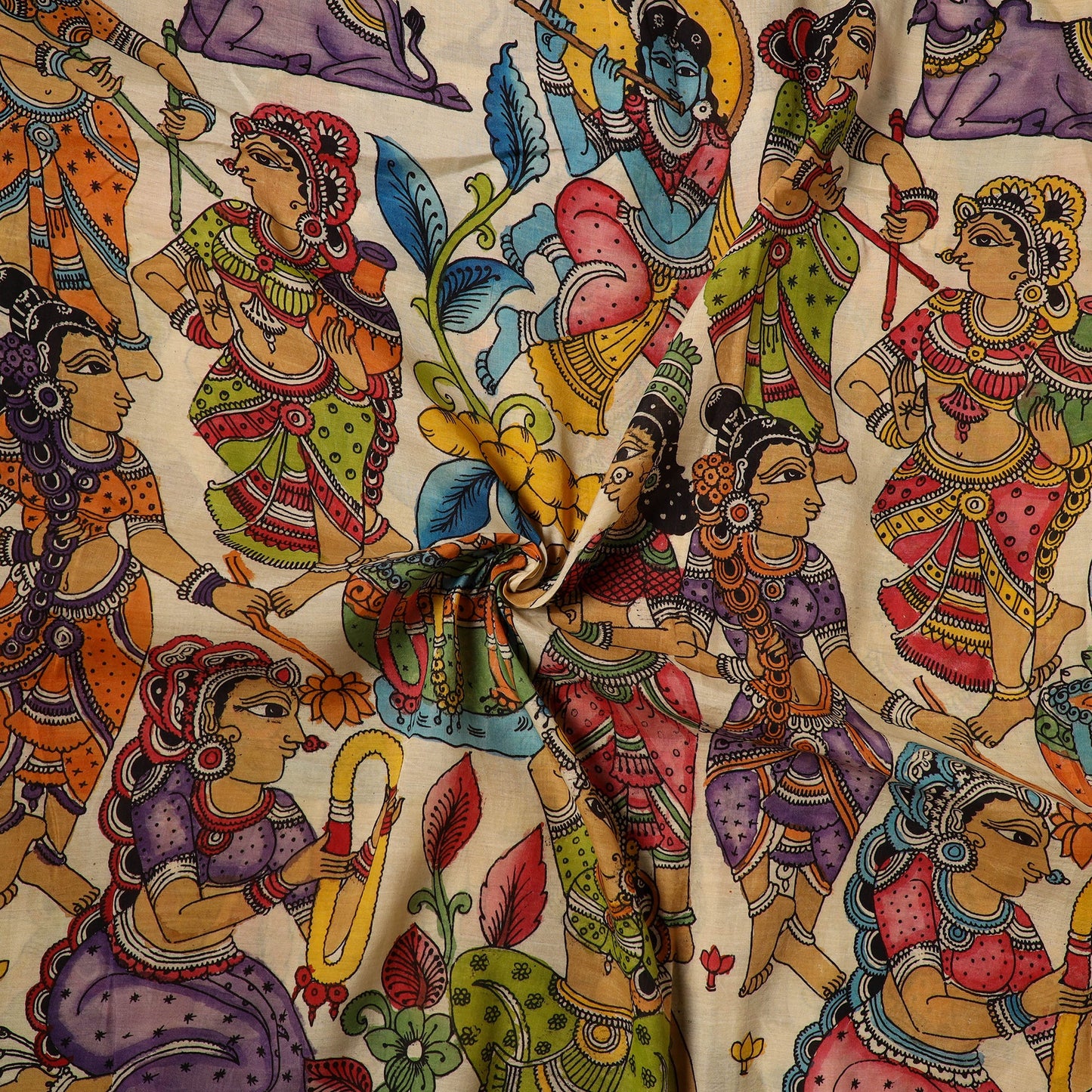 Multicolor - natural dyed chanderi silk handpainted