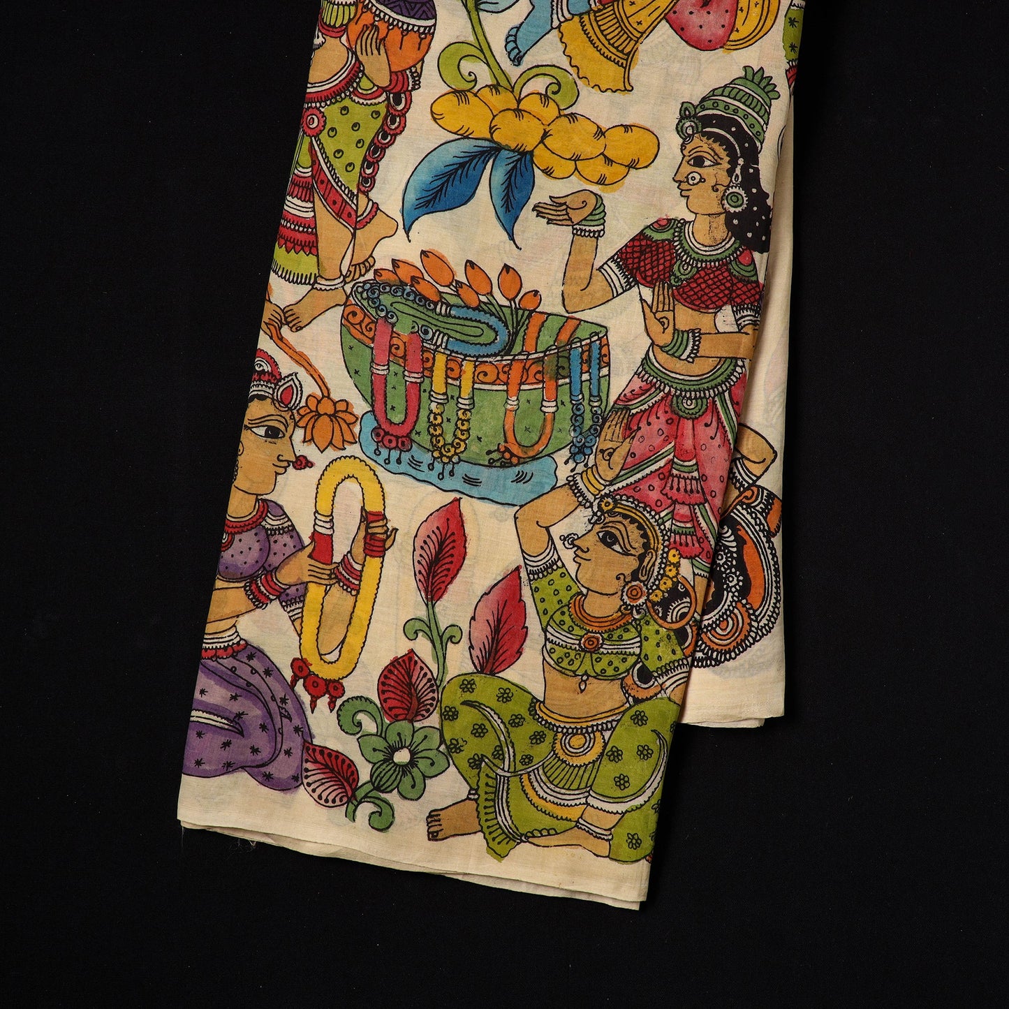 Multicolor - natural dyed chanderi silk handpainted