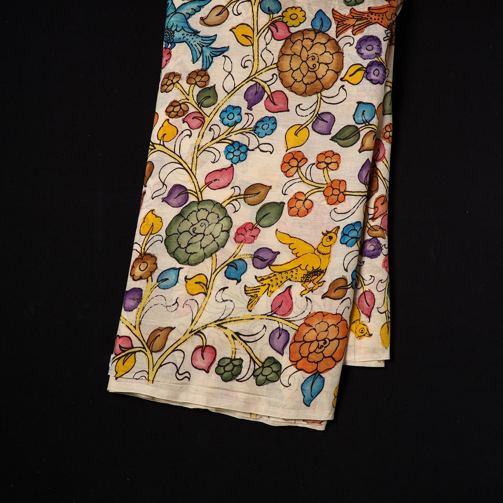 Multicolor - natural dyed chanderi silk handpainted