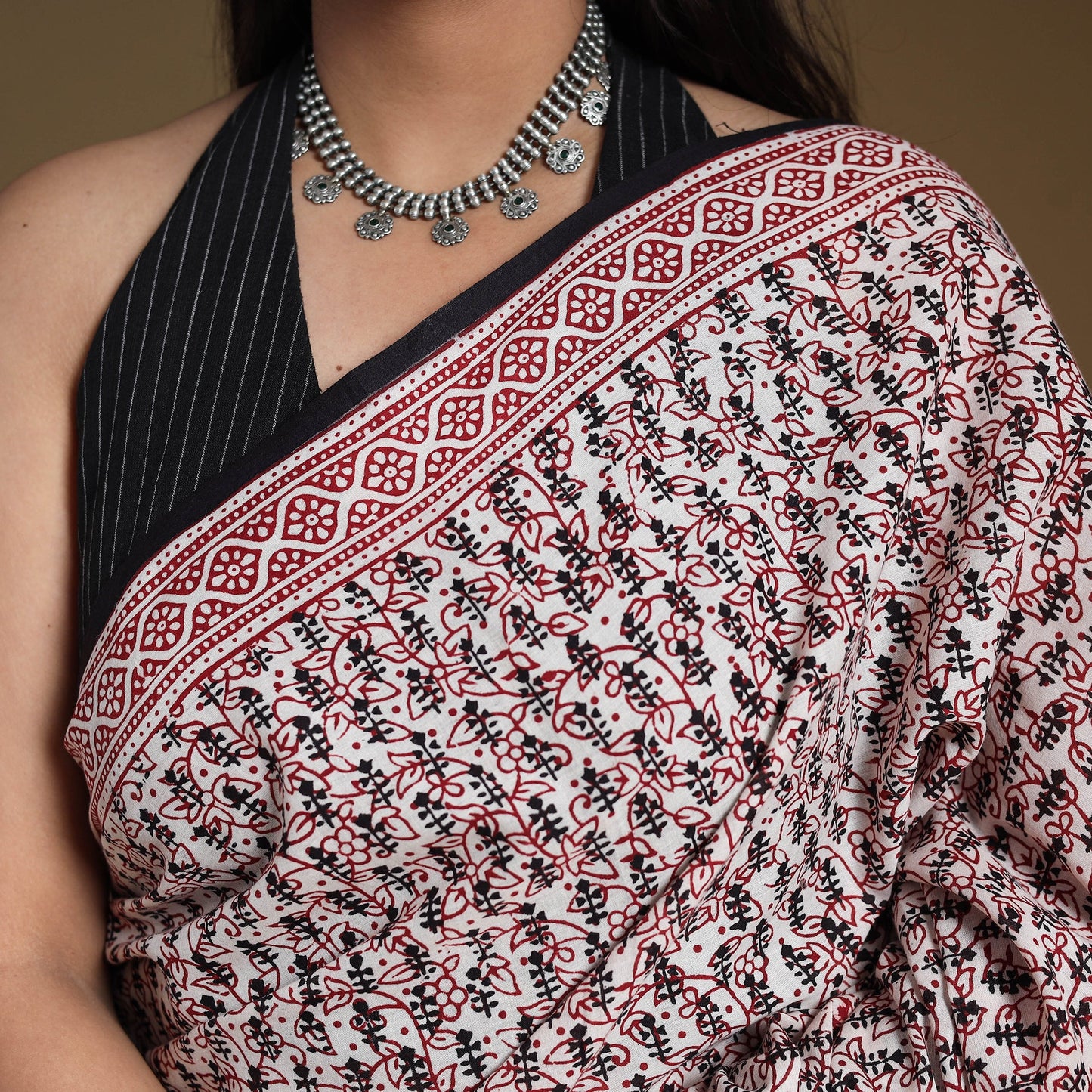 Multicolor Block Print Natural Dyed Cotton Bagh Saree