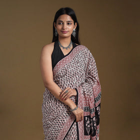 Multicolor Block Print Natural Dyed Cotton Bagh Saree