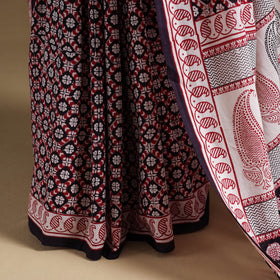 Multicolor Block Print Natural Dyed Cotton Bagh Saree